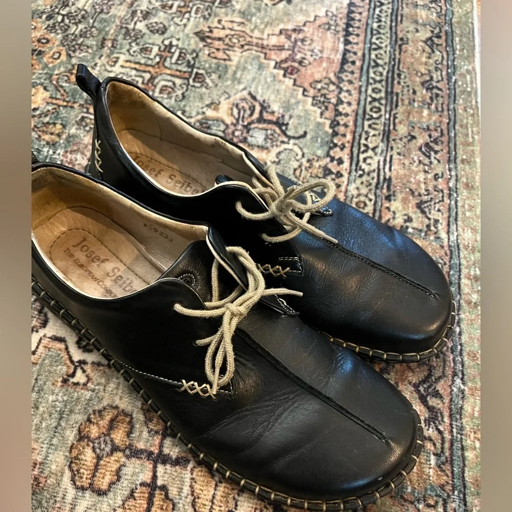Josef Seibel Women’s Lindsey Oxford Black Leather Shoes Size 39 - Picture 8 of 15